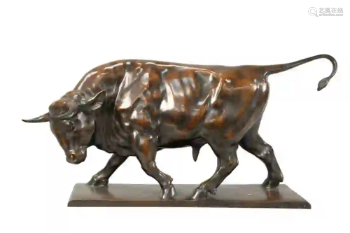 Fritz Zimmer (b. 1930) bronze bull signed on base
