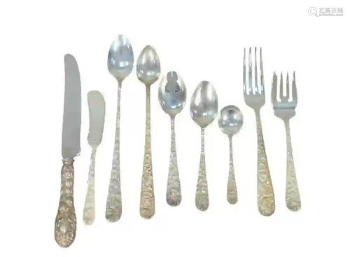 137 Piece Repousse Sterling Silver Flatware Set various