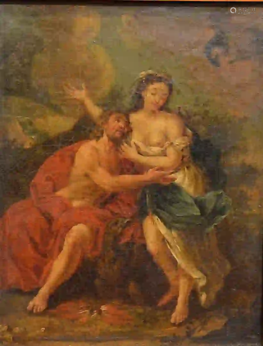 Old Master Two Partially Clad Figures with Flying