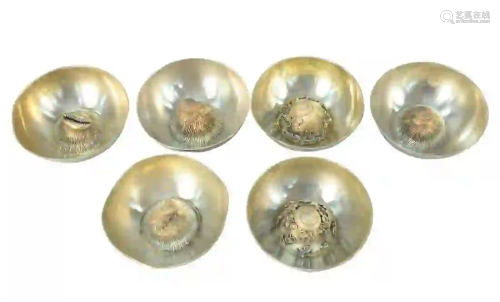 Set of Six Jocelyn Burton Sterling Silver Bowls with