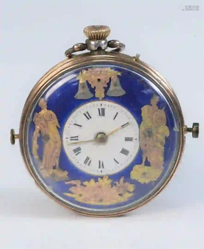 Gold and Silver Pocket Watch with blue and white