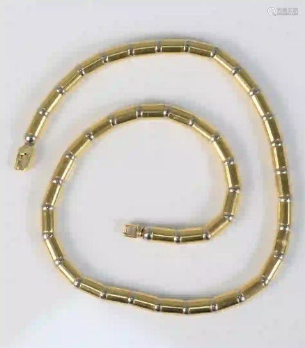 18 Karat Gold Flexible Necklace made up of 40 barrel