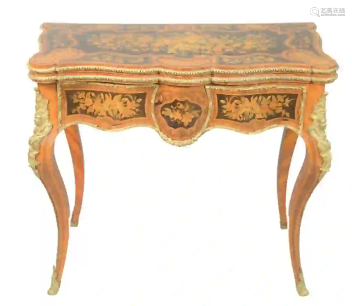 Louis XV Style Inlaid Games Table having shaped top