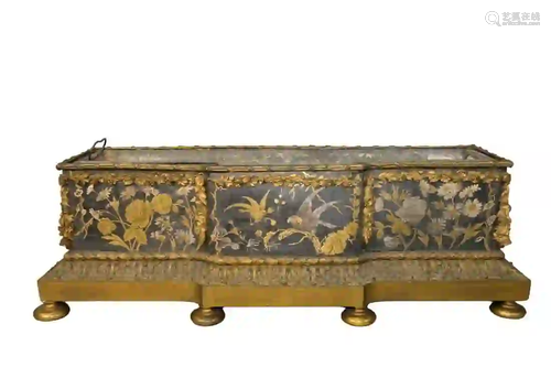 Large Victorian Dore Bronze Rectangular Planter having