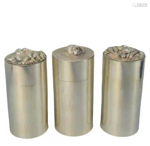 Three Jocelyn Burton Sterling Silver Cylindrical