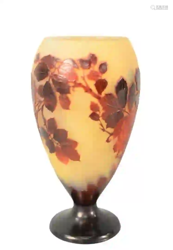Galle Cameo Art Glass Vase having finely detailed cameo