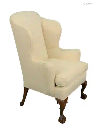 Margolis Mahogany Chippendale Style Upholstered Wing