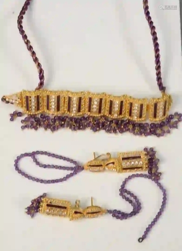 Three Piece 22 Karat Gold Necklace and Earrings set