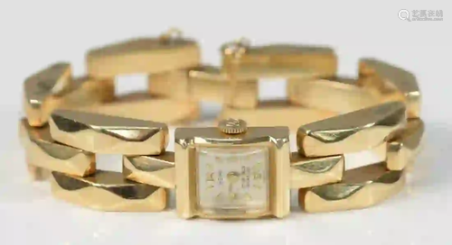 14K Yellow Gold Ladies Wristwatch by Hepa square gold