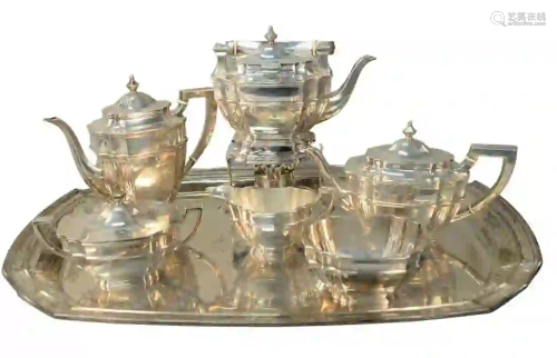 Seven Piece Sterling Silver Tea and Coffee Set late