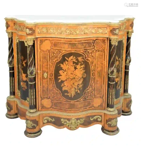 French Side Cabinet having marble top with turret