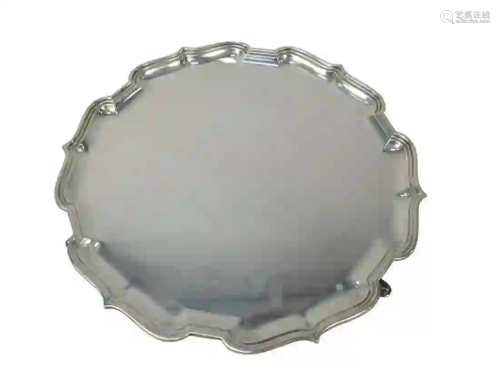 English Silver Salver with shaped top on cabriole legs