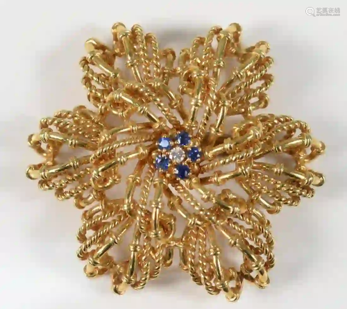 Tiffany & Company 18 Karat Gold Brooch set with five