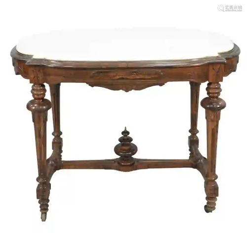 Rosewood Aesthetic Center Table with white marble top