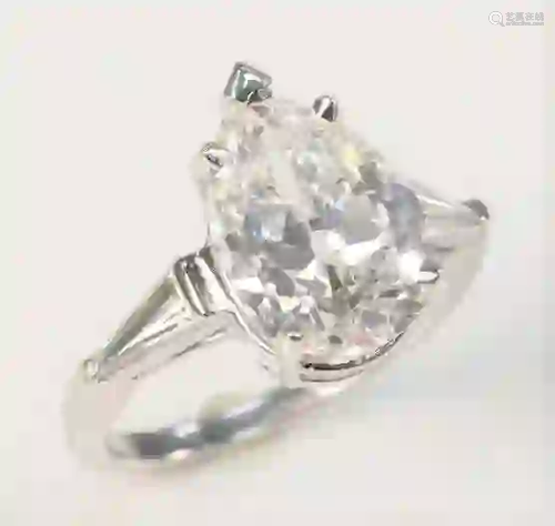 Platinum and Diamond Ring Set with 5.5 Carat Pear