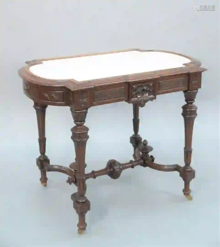 Renaissance Revival Walnut and Burl Walnut Table with