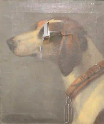 John Wootton (1682 - 1765) Bust of a Dog oil on canvas