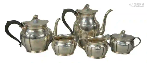 Shreve Crump & Low Sterling Silver five piece tea and
