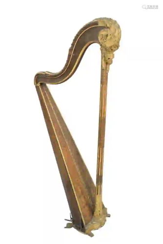 Krupp French Harp having Gesso decorated column and