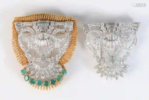 Pair of Circa 1940 Diamond and Platinum Fern Clips in