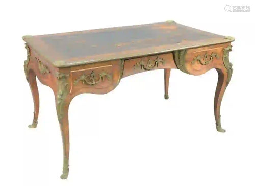 Louis XV Style Bureau Platt with original leather