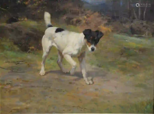 Wright Barker (1864 - 1941) Jack Russell Terrier oil on