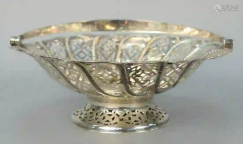 English Silver Reticulated Basket with swing handle
