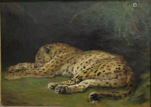 Heywood Hardy (British, 1842 - 1933) Reclining Leopard,