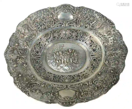 Continental Silver Reticulated Bowl having embossed