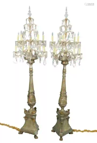 A Pair of Baroque Candelabra Floor Lamps ten light with