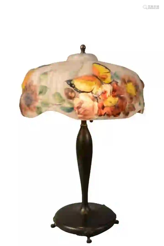 Puffy Pairpoint Table Lamp rose and butterfly shade