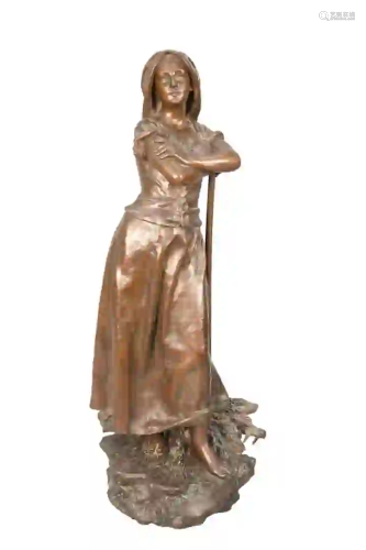 Henri Godet (French, 1863 - 1937) La Glaneuse bronze