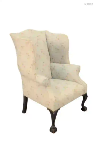 Margolis Mahogany Chippendale Style Wing Chair seat