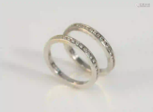 Two Hidalgo 18 Karat White Gold Bands each with small