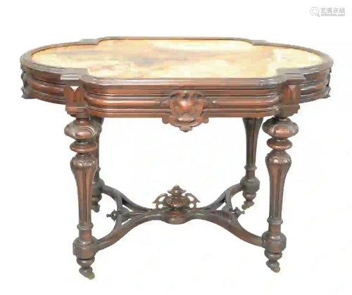 Renaissance Revival Walnut Table with unusual inset