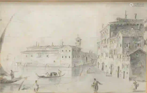 Giacomo Guardi (1764 - 1835) S. Chiara Venice... pen,