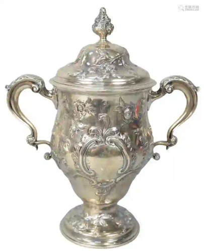 English Silver Two Handled Cup with cover, and overall