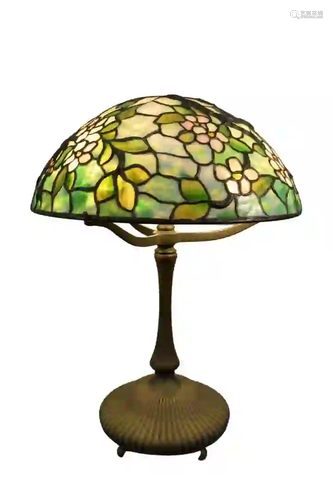 Tiffany Studios Apple Blossom Leaded Glass Table Lamp