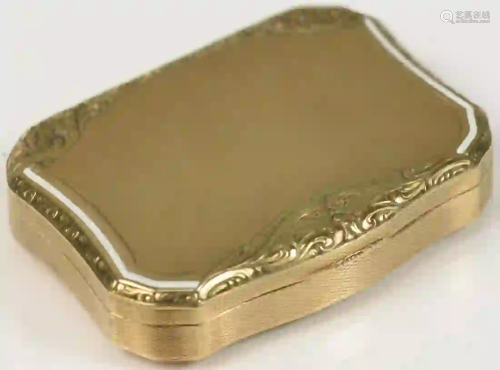 14 Karat Gold Box with Hinged Lid fine cross thatching