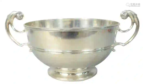 English Silver Footed Bowl with two handles height 7