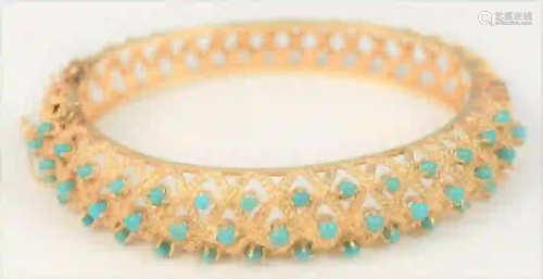 14 Karat Gold Bangle Bracelet with open work and