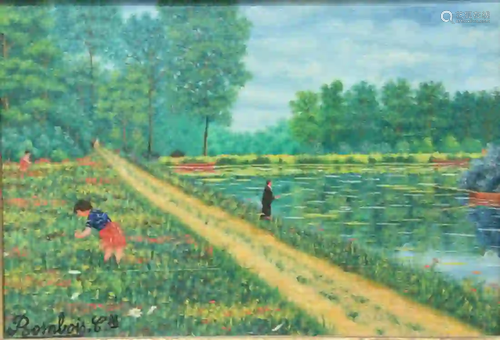 Camille Bombois (1883 - 1970) Fishing Near Flower Field