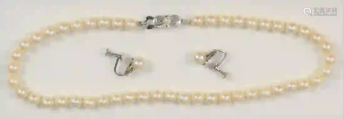 Mikimoto Three Piece Lot to include single strand of