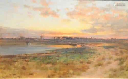 George Henry Smille (1840 - 1921) sunset landscape oil