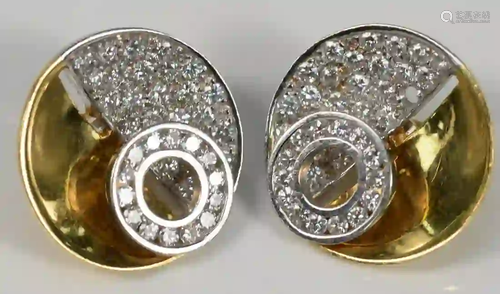 Pair of 18 Karat Yellow and White Gold Ear Clips