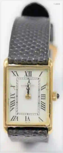 Tiffany & Company 18 Karat Gold Tank Watch with leather