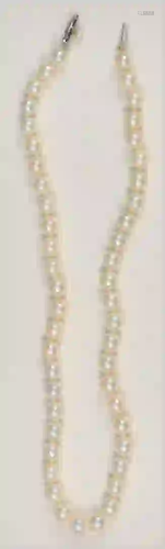 Single Strand of Pearls with 14 karat white gold