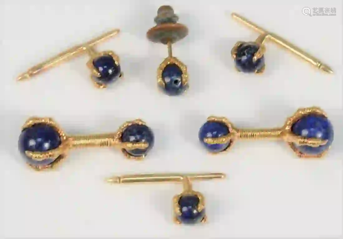 Tiffany & Company Six Piece Gold and Lapis Tuxedo Set