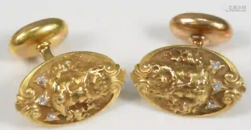 Pair of 14 Karat Gold Cufflinks with face of man having