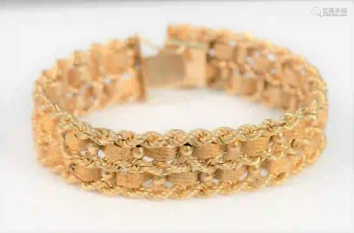 14 Karat Gold Mesh and Woven Bracelet length 7 1/2